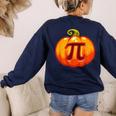 Math Teacher Halloween Costume Pumpkin Pi Pun Pie Men Women's Sweatshirt Back Print Navy