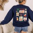 Merry And Bright Christmas Gingerbread Santa Book Teacher Women's Sweatshirt Back Print Navy Merry And Bright Christmas Gingerbread Santa Book Teacher Women's Sweatshirt Back Print Navy