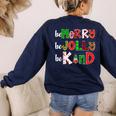 Be Merry Be Jolly Be Kind Merry Christmas Teacher Xmas Pjs Women's Sweatshirt Back Print Navy
