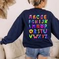 Monster ABC Cute Alphabet Halloween Teacher Costume Kids Women's Sweatshirt Back Print Navy Monster ABC Cute Alphabet Halloween Teacher Costume Kids Women's Sweatshirt Back Print Navy