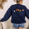 Music Notes Pumpkin Music Teacher Musician Fall Halloween Men Women Kids Women's Sweatshirt Back Print Navy