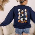Music Teacher Orchestra Shirt Spooky Halloween Ghost Band Women's Sweatshirt Back Print Navy Music Teacher Orchestra Shirt Spooky Halloween Ghost Band Women's Sweatshirt Back Print Navy