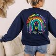 Musical Teacher Teaching Music Is My Jam Rainbow Tie Dye Women's Sweatshirt Back Print Navy Musical Teacher Teaching Music Is My Jam Rainbow Tie Dye Women's Sweatshirt Back Print Navy