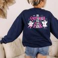 In October We Wear Pink Ballet Ghost Teacher Breast Cancer Women's Sweatshirt Back Print Navy In October We Wear Pink Ballet Ghost Teacher Breast Cancer Women's Sweatshirt Back Print Navy