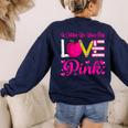 In October We Wear Pink Love Teacher Breast Cancer Awareness Women's Sweatshirt Back Print Navy