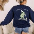 Off To Teach Preschool Pre-K Teacher Back To School Frog Women's Sweatshirt Back Print Navy