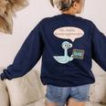 Oh Hello Kindergarteners Shirt Cute Pigeon Teacher Tee Women's Sweatshirt Back Print Navy