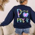P Is For Pre-K Preschool Teacher Tie Dye Back To School Women's Sweatshirt Back Print Navy P Is For Pre-K Preschool Teacher Tie Dye Back To School Women's Sweatshirt Back Print Navy