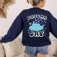 Pajama Day School Spirit Week Fun Cloud Teacher Student Women's Sweatshirt Back Print Navy