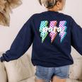 Para Squad Paraprofessional Teacher Lightning Bolt Women's Sweatshirt Back Print Navy Para Squad Paraprofessional Teacher Lightning Bolt Women's Sweatshirt Back Print Navy