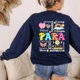 Paras Make It Possible Paraprofessional Paraeducator Teacher Women's Sweatshirt Back Print Navy