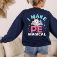 PE Teacher Unicorn I Make PE Magical Women's Sweatshirt Back Print Navy