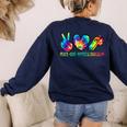 Peace Love Physical Education Tie Dye Sports PE Teacher Women's Sweatshirt Back Print Navy Peace Love Physical Education Tie Dye Sports PE Teacher Women's Sweatshirt Back Print Navy