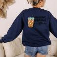 Phonemes Graphemes And Caffeine Coffee Teacher Appreciation Women's Sweatshirt Back Print Navy Phonemes Graphemes And Caffeine Coffee Teacher Appreciation Women's Sweatshirt Back Print Navy
