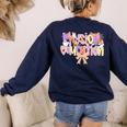 Physical Education Halloween Bow Checkered Teacher Ghost PE Women's Sweatshirt Back Print Navy Physical Education Halloween Bow Checkered Teacher Ghost PE Women's Sweatshirt Back Print Navy