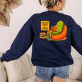 Pickle Reading Books Bookworm Teacher Librarian Kids Retro Women's Sweatshirt Back Print Navy Pickle Reading Books Bookworm Teacher Librarian Kids Retro Women's Sweatshirt Back Print Navy