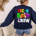Pre K Boo Crew Halloween Costume Teachers Kids Women's Sweatshirt Back Print Navy Pre K Boo Crew Halloween Costume Teachers Kids Women's Sweatshirt Back Print Navy
