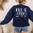 Pre-K Crew 1st Day Of School Pre-K Teacher Team Women's Sweatshirt Back Print Navy Pre-K Crew 1st Day Of School Pre-K Teacher Team Women's Sweatshirt Back Print Navy