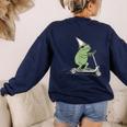 Pre K Grade Teacher Frog Back To School Preschool Women's Sweatshirt Back Print Navy