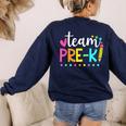 Pre-k Team Pencil Teacher Student Back To School Girls Women's Sweatshirt Back Print Navy