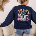 Pre-K Is Out Of This World Space Planets Teacher Women's Sweatshirt Back Print Navy