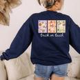 Preppy Goose Teacher Trick Or Teach Halloween Teacher Goose Women's Sweatshirt Back Print Navy Preppy Goose Teacher Trick Or Teach Halloween Teacher Goose Women's Sweatshirt Back Print Navy