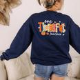 Preppy One Thankful Teacher Coquette Thanksgiving Teacher Women's Sweatshirt Back Print Navy Preppy One Thankful Teacher Coquette Thanksgiving Teacher Women's Sweatshirt Back Print Navy