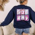 Preppy Spooky Teacher Halloween Ghost Coquette Bow Autumn Women's Sweatshirt Back Print Navy Preppy Spooky Teacher Halloween Ghost Coquette Bow Autumn Women's Sweatshirt Back Print Navy