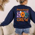 Preschool Boo Crew Preschool Halloween Teacher Kids Women's Sweatshirt Back Print Navy Preschool Boo Crew Preschool Halloween Teacher Kids Women's Sweatshirt Back Print Navy