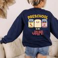 Preschool Is My Jam Teacher Shirt Women's Sweatshirt Back Print Navy Preschool Is My Jam Teacher Shirt Women's Sweatshirt Back Print Navy