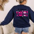 Preschool Teacher In October We Wear Pink Breast Cancer Women's Sweatshirt Back Print Navy Preschool Teacher In October We Wear Pink Breast Cancer Women's Sweatshirt Back Print Navy