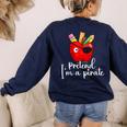 Pretend I'm A Pirate Teacher Apple Talk Like A Pirate Day Men Women Kids Women's Sweatshirt Back Print Navy