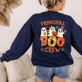 Principal Teacher Boo Crew Halloween Spooky Costume Women's Sweatshirt Back Print Navy
