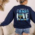 I Promise To Teach Love Hanukkah Chanukah Jewish Teacher Women's Sweatshirt Back Print Navy I Promise To Teach Love Hanukkah Chanukah Jewish Teacher Women's Sweatshirt Back Print Navy