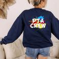 PTA Crew Back To School Volunteer Board Mom Parent Teacher Women's Sweatshirt Back Print Navy