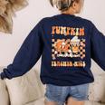 Pumpkin Spice Makes The Teacher Nice Teacher Graduation Women's Sweatshirt Back Print Navy Pumpkin Spice Makes The Teacher Nice Teacher Graduation Women's Sweatshirt Back Print Navy