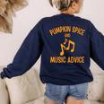Pumpkin Spice And Music Advice Music Teacher Halloween Women's Sweatshirt Back Print Navy