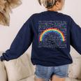 Rainbow Math Equation Teacher Nerd Retro LGBT Gay Pride Flag Women's Sweatshirt Back Print Navy