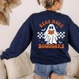 Read More Books Cute Ghost Reading Book Teacher Halloween Women's Sweatshirt Back Print Navy Read More Books Cute Ghost Reading Book Teacher Halloween Women's Sweatshirt Back Print Navy