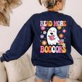 Read More Books Groovy Halloween Teacher Women Women's Sweatshirt Back Print Navy Read More Books Groovy Halloween Teacher Women Women's Sweatshirt Back Print Navy