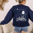 Read In Peace Skeleton Halloween Book Reading Spooky Teacher Women's Sweatshirt Back Print Navy