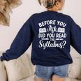 Did You Read The Syllabus Shirt Teacher Men Women Women's Sweatshirt Back Print Navy Did You Read The Syllabus Shirt Teacher Men Women Women's Sweatshirt Back Print Navy