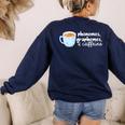 Reading Interventionist Specialist Teacher Phonemes Graphemes And Caffeine Reading Intervention -Adults Classic Fit Short Sleeve Women's Sweatshirt Back Print Navy