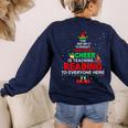 Reading Teacher Christmas Shirt Elf Christmas Cheer For Men Women Women's Sweatshirt Back Print Navy Reading Teacher Christmas Shirt Elf Christmas Cheer For Men Women Women's Sweatshirt Back Print Navy