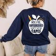 Real Superheroes Wear No Capes Teacher Design Teach Women's Sweatshirt Back Print Navy
