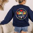 Recess Squad Crew Teachers Students Monitor Back To School Women's Sweatshirt Back Print Navy