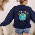 Reduce Reuse Recycle Respect Earth Day Teacher Girl Women Women's Sweatshirt Back Print Navy Reduce Reuse Recycle Respect Earth Day Teacher Girl Women Women's Sweatshirt Back Print Navy