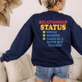 Relationship Status Single Married Hot Teacher Women's Sweatshirt Back Print Navy