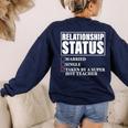 Relationship Status Taken By Super Hot Teacher Women's Sweatshirt Back Print Navy Relationship Status Taken By Super Hot Teacher Women's Sweatshirt Back Print Navy