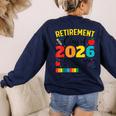 Retirement Class Of 2026 Countdown In Progress Teacher Women's Sweatshirt Back Print Navy Retirement Class Of 2026 Countdown In Progress Teacher Women's Sweatshirt Back Print Navy